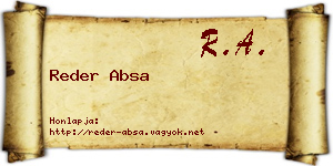 Reder Absa névjegykártya